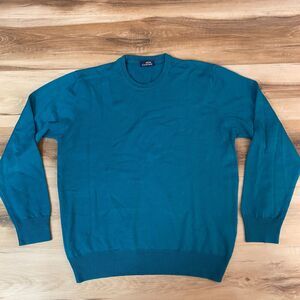 Re Del Mare Sweater Mens Large Green Teal Merino Wool Blend Crewneck Italy